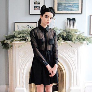 🕸🐱ITS OKAY MY DEAR BLACK SHEER CAT SKATER DRESS